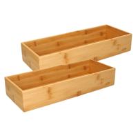 5Five lade orgaiseer bakjes - 4x - sorteer box - bamboe hout - 38 x 15 x 7 cm - Deviders