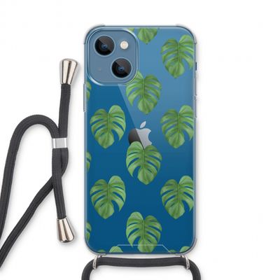 Monstera leaves: iPhone 13 Transparant Hoesje met koord