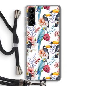 Bloemen tukan: Samsung Galaxy S21 Plus Transparant Hoesje met koord