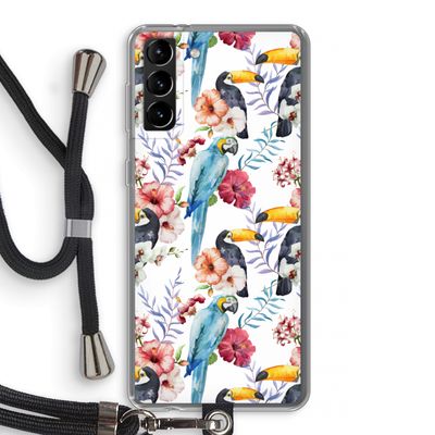 Bloemen tukan: Samsung Galaxy S21 Plus Transparant Hoesje met koord