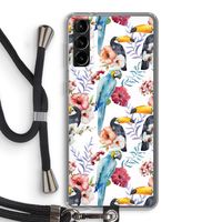 Bloemen tukan: Samsung Galaxy S21 Plus Transparant Hoesje met koord