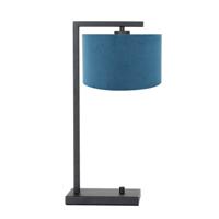 Steinhauer Moderne schemerlamp Stanger zwart met blauw velvet 7124ZW