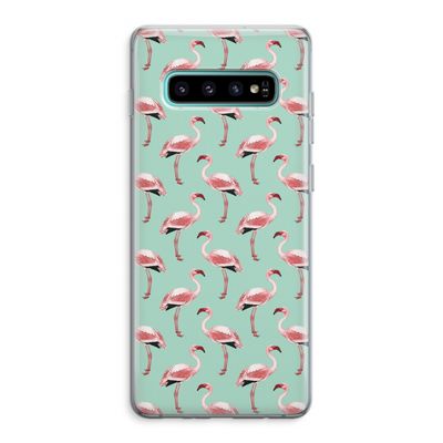 Flamingoprint groen: Samsung Galaxy S10 Plus Transparant Hoesje