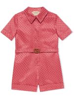 Gucci Kids combishort à carreaux - Rouge - thumbnail