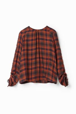 Geruite blouse verstelbare mouwen - RED - L