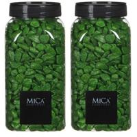 Mica Decorations decoratie steentjes - 2x - groen - 1 kilo - 650ml - hobby steentjes