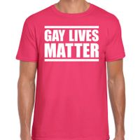 Gay lives matter protest / betoging shirt anti homo discriminatie fuchsia roze voor heren 2XL  - - thumbnail