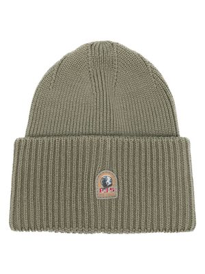 Parajumpers bonnet en maille nervurée à patch logo - Vert