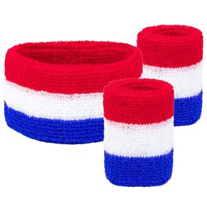 Haarband met zweetbandjes - rood/wit/blauw - dames/heren - Holland fan/suppporters