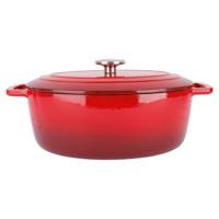 Braadpan/stoofpan - gietijzer/emaille - 6 liter - 31 x 24 x 12 cm - rood - voor stoofpotten/stoofvle - thumbnail