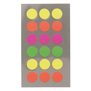 Hobby stickers - 72x stuks - D15 mm - neon kleuren ronde stickers - Kantoor stickers - Scrapbook