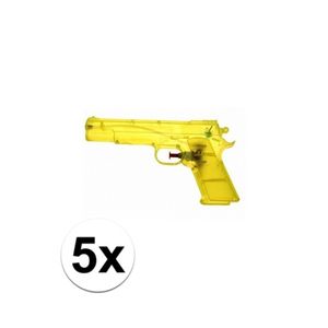 5x Voordelige gele speelgoed waterpistolen 20 cm