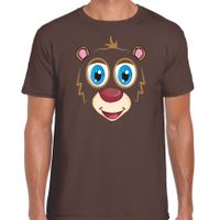 Bellatio Decorations dieren verkleed t-shirt heren - beer gezicht - carnavalskleding - bruin 2XL  -