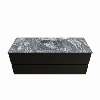 MONDIAZ VICA-DLUX 130cm badmeubel onderkast Urban 2 lades. Inbouw wastafel CLOUD midden 1 kraangat, kleur Lava.