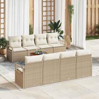 Tuinbankenset met kussen 9 pcs Beige poly rattan