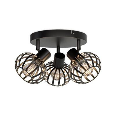Petal - LED Plafondlamp - 3 spots - Rond - E14 Fitting - Kantelbaar & Draaibaar - Zwart