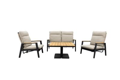 Qopps Indra 2 zits met 2 loungestoelen en Zamin up down tuintafel