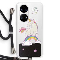 Regenboog eenhoorn: Huawei P50 Transparant Hoesje met koord
