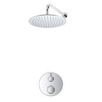 Grohe - Adema Rise Regendoucheset - Inbouw - 1 functie - met Adema Rise hoofddouche 25cm - wandarm 35cm - Grohe Grohtherm inbouwthermostaat - chroom SW236914 SW105953 SW720552 SW720559