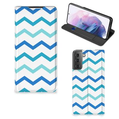 Samsung Galaxy S21 Plus | Hoesje met Magneet | Zigzag Blauw