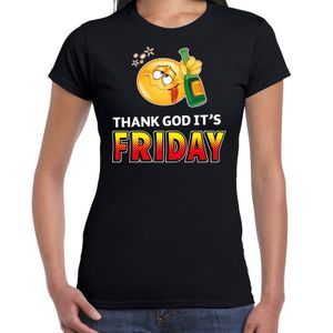 Thank God its friday emoticon fun shirt dames zwart 2XL  -