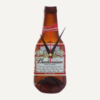 Wandklok - Budweiser bier klok - bruin - 22,5 x 9 cm - thumbnail