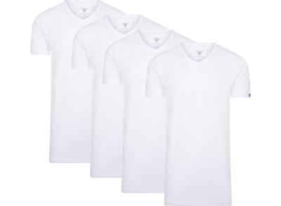 4-pack Cappuccino Witte T-Shirt V-hals - Extra Lange T-shirts