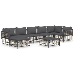 The Living Store Hoekbank Antraciet Poly rattan - 72x72x66 cm - Weerbestendig