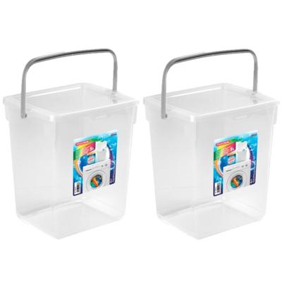 Plasticforte wasmiddel opslagboxen - kunststof - met deksel - transparant - 2x 5 liter emmers Plasticforte wasmiddel opslagboxen - kunststof - met deksel - transparant - 2x 5 liter emmers