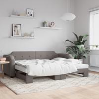 Slaapbank met onderschuifbed 80x200 cm stof taupe