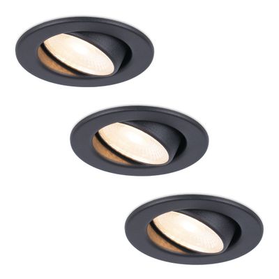 HOFTRONIC™ 3x Malta - LED inbouwspots badkamer - zwart - IP44 - 5W - 2700K warm wit - dimbaar - 5 jaar garantie