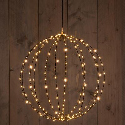 Verlichte kerstbal hangdecoratie - D50 cm - 216 led - 24 flash lampjes - warm wit - metaal