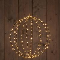 Verlichte kerstbal hangdecoratie - D50 cm - 216 led - 24 flash lampjes - warm wit - metaal