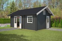 Blokhut Caroline SGC 595x410 cm - Carbon Grey-Wit gecoat- Zadeldak- - Outdoor Life - thumbnail