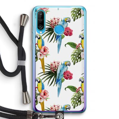 Kleurrijke papegaaien: Huawei P30 Lite Transparant Hoesje met koord