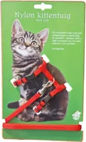 Nylon kittentuig met lijn, rood