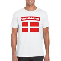 T-shirt met Deense vlag wit heren