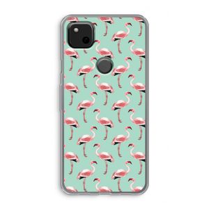 Flamingoprint groen: Google Pixel 4a Transparant Hoesje