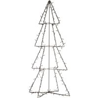 Verlichte figuren zwarte 3D lichtboom/metalen boom/kerstboom met 190 led lichtjes 117 cm - kerstverlichting figuur - thumbnail