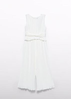 Abel & Lula Zomer jumpsuit geplooid meisjes - creme wit