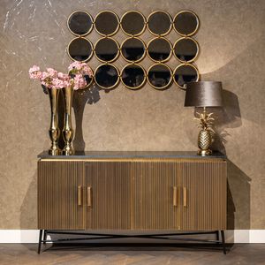 Richmond Dressoir 'Ironville' 160cm, kleur goud / zwart marmer