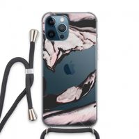 Roze stroom: iPhone 13 Pro Max Transparant Hoesje met koord