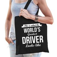 Worlds greatest driver tas zwart volwassenen - werelds beste chauffeur cadeau tas - Feest Boodschappentassen - thumbnail