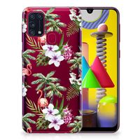 Samsung Galaxy M31 TPU Hoesje Flamingo Palms - thumbnail