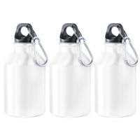 3x Stuks aluminium waterfles/drinkfles wit met schroefdop en karabijnhaak 330 ml