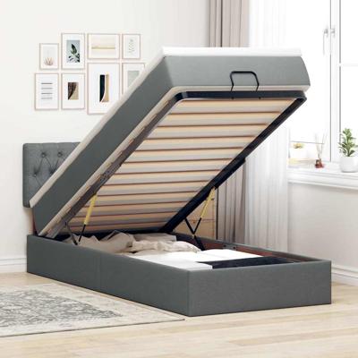 Ottoman bed met matras en LED's 100x200cm stof donkergrijs