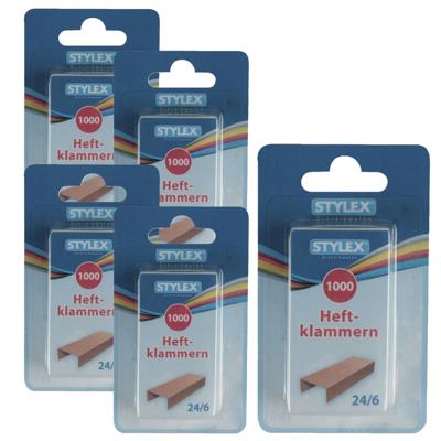 Toppoint Nietjes - 5000x stuks - 24/6 - koper kleur - kantoor benodigdheden
