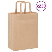 VidaXL Papieren zakken 250 st met hengsels 21x11x28 cm bruin