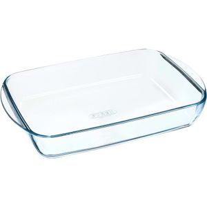 2x Rechthoekige glazen ovenschaal 2,6 liter 35 x 23 x 5 cm