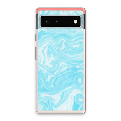 Waterverf blauw: Google Pixel 6 Transparant Hoesje